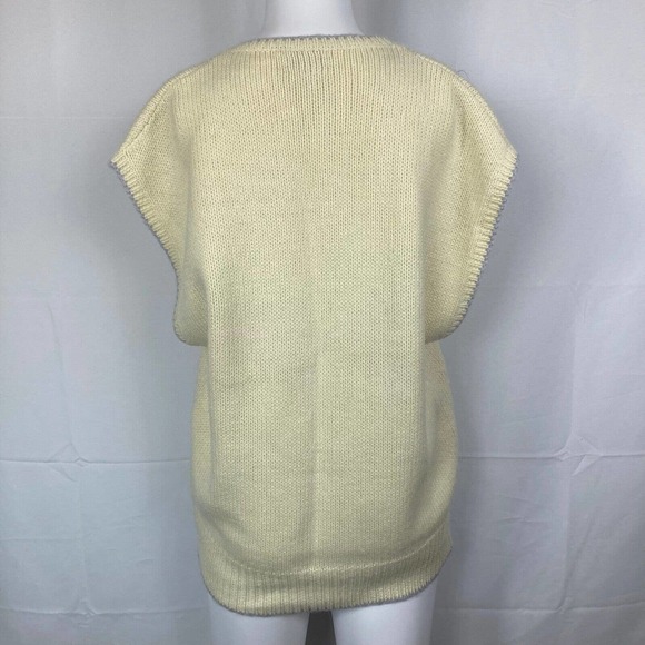 Pronto‎ Moda Sweater Womens Large Ivory Knit Wool Vintage V-Neck Cardigan - Picture 4 of 8